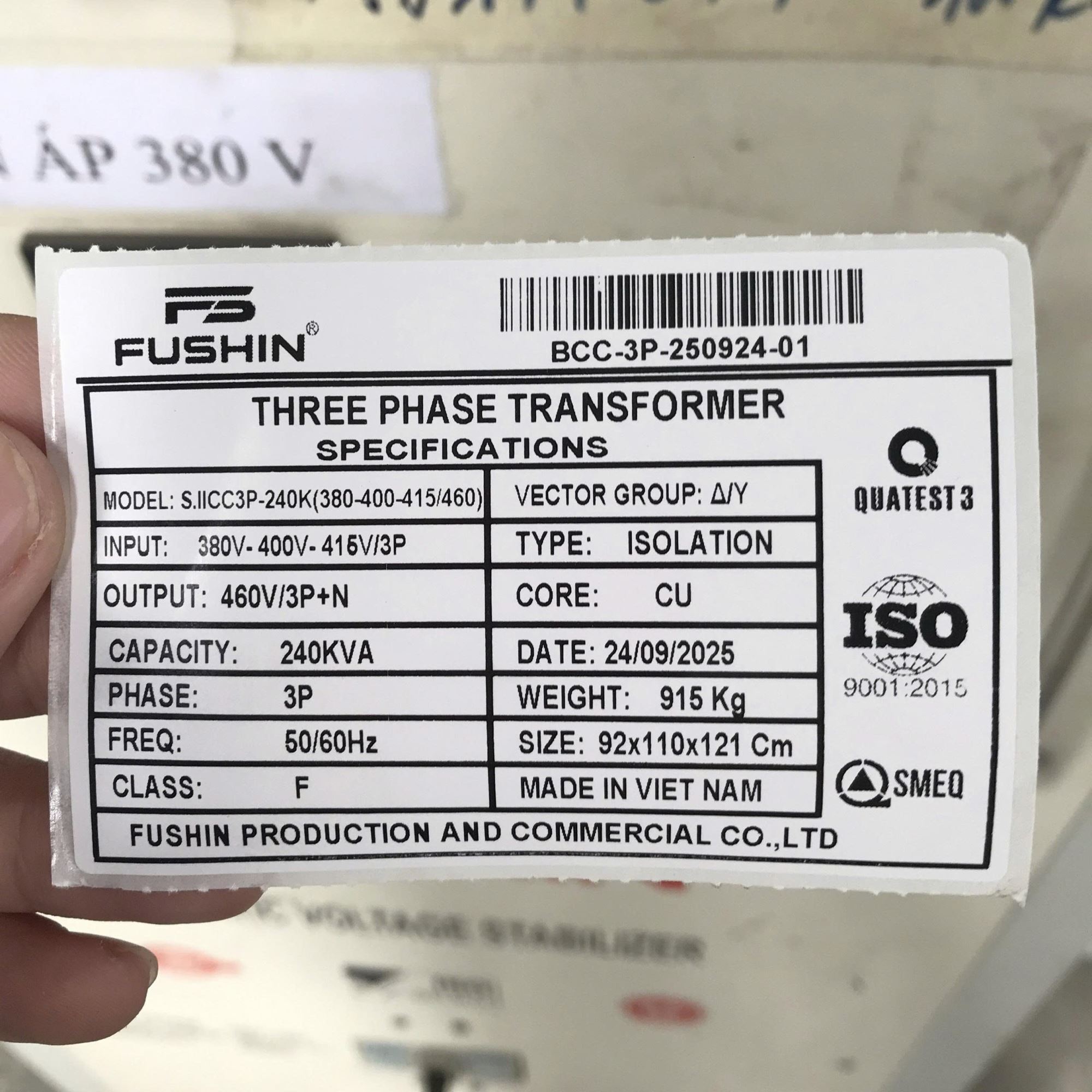Biến áp 3Pha cách ly - 240KVA 380V-400V-415V/460V Giá rẻ 7968