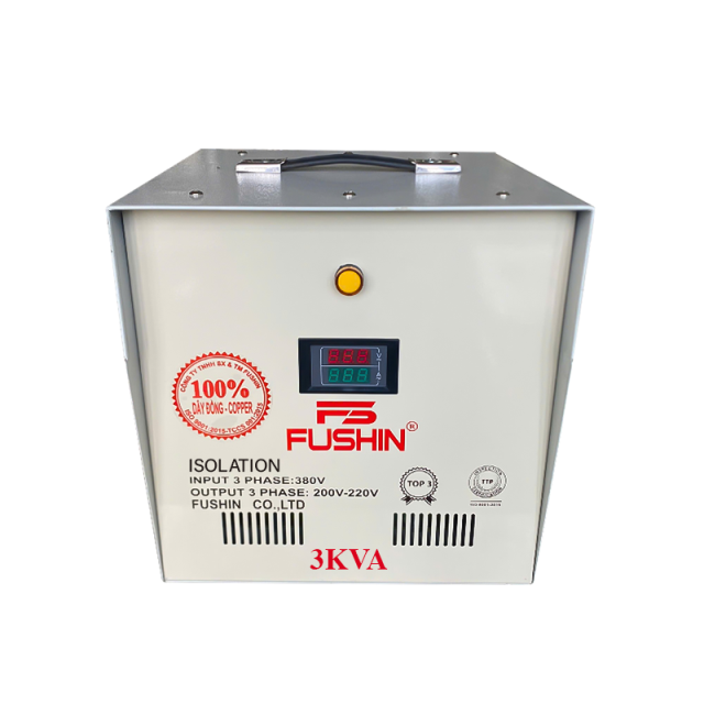 Biến áp 3Pha cách ly - 3KVA 380V/220V/200V Dây đồng