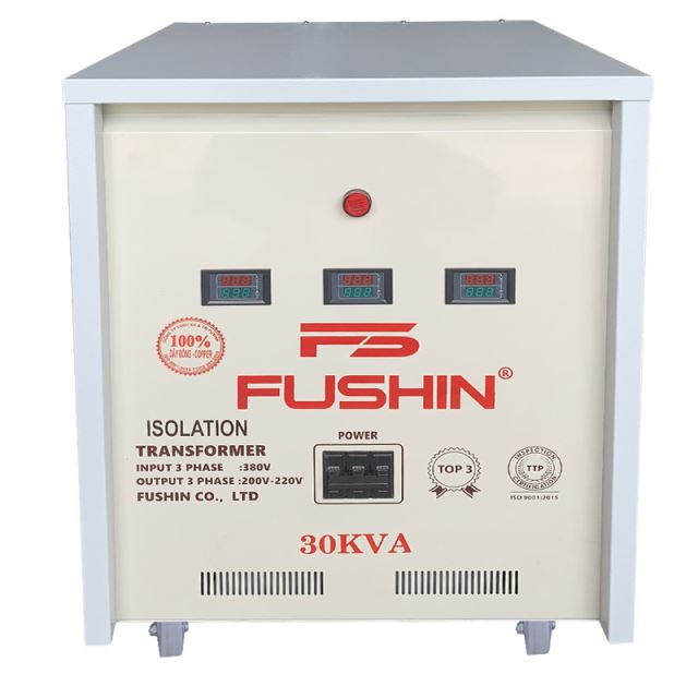 Biến áp 3Pha cách ly - 30KVA 380V/220V/200V Dây đồng