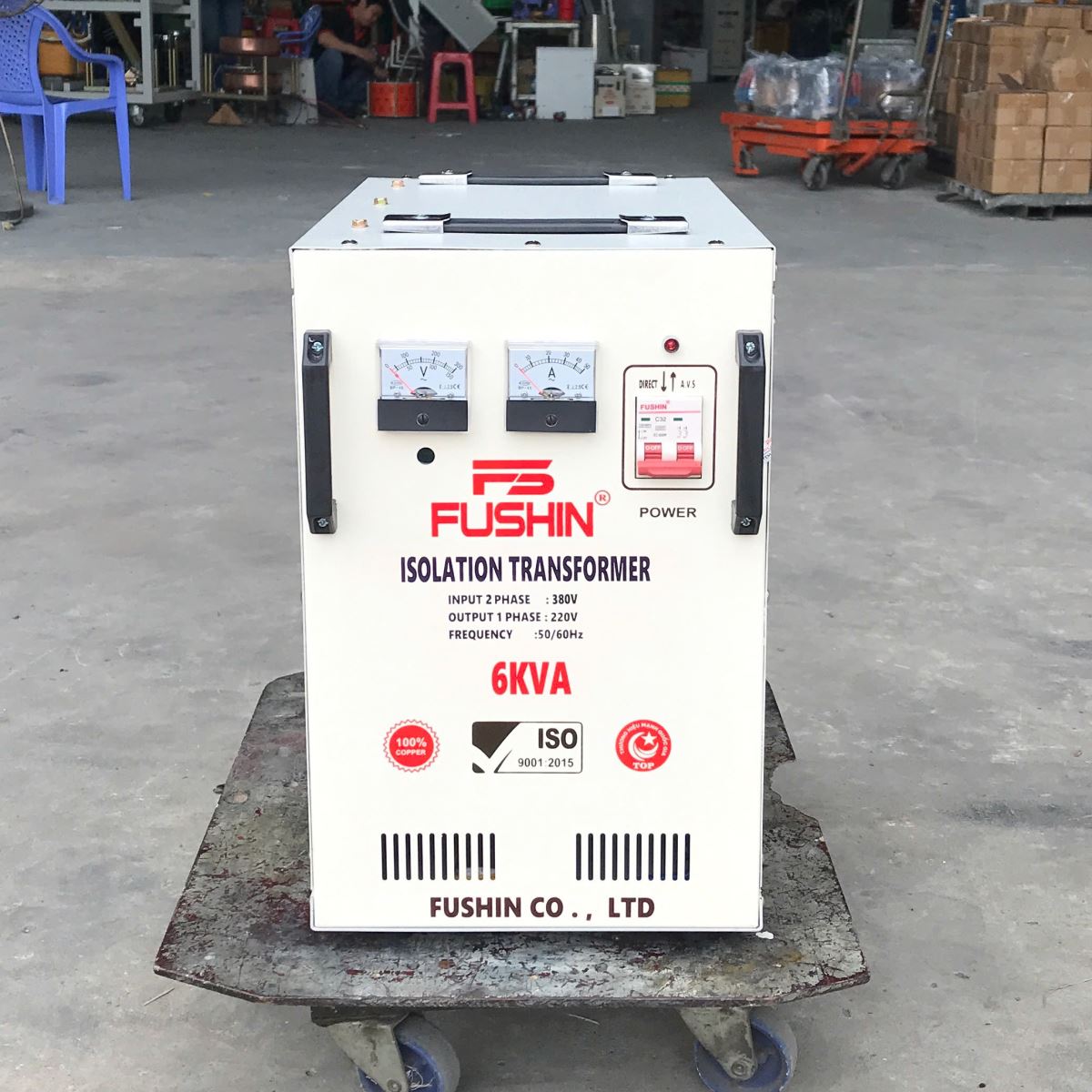 Biến áp cách ly 2Pha 380V ra 1Pha 220V - 6KVA Fushin